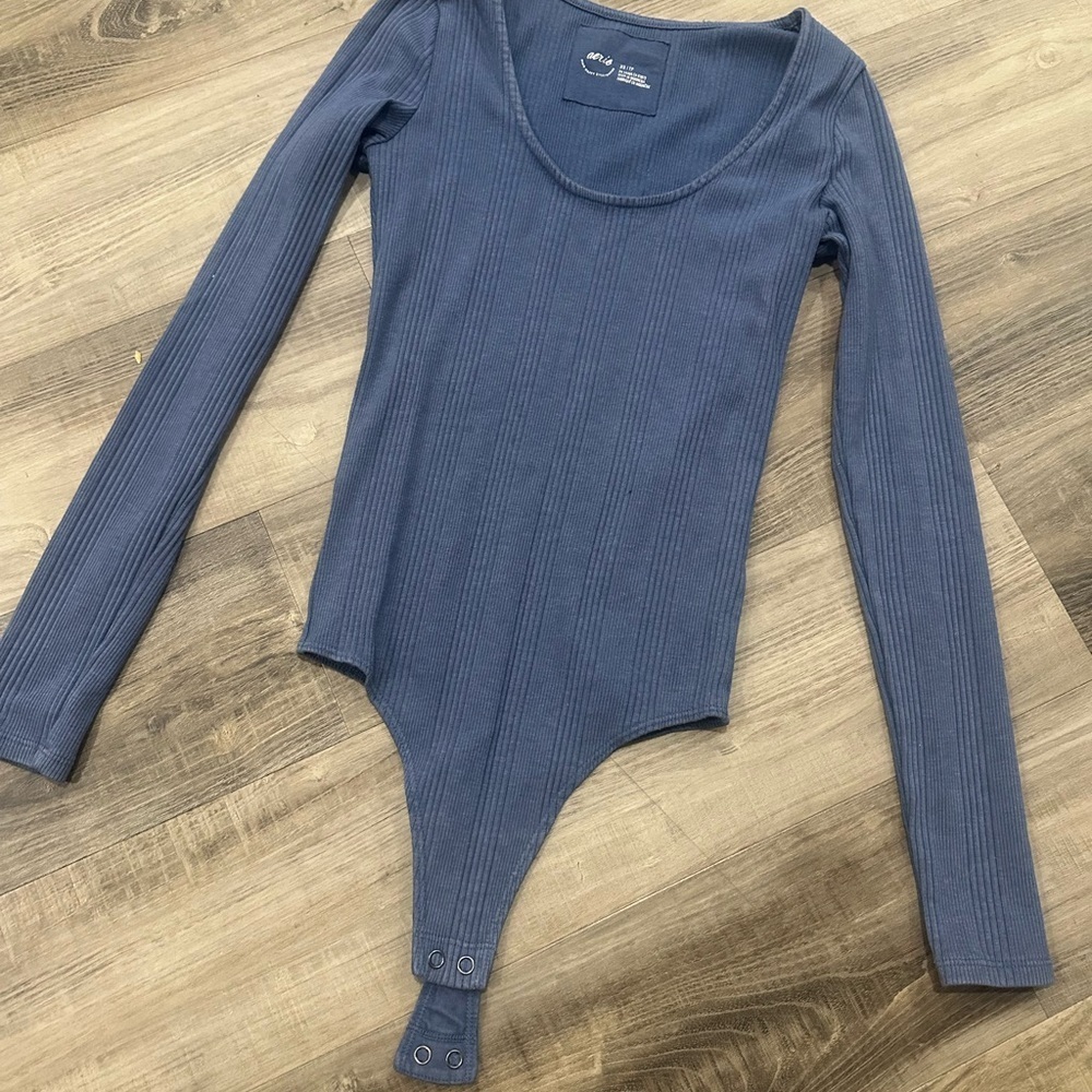 Aerie Blue Ribbed Bodysuit